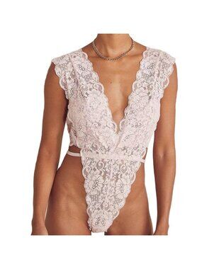 Free People HAH Revolve Cut to the Chase Bodysuit Naked Truth Pink XL NWT #80202
